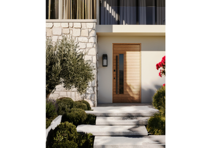 Elite – Multi Horizontal Plank Wood Exterior Door with Vertical Lite (1-3/4”)